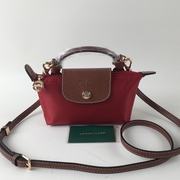 Longchamp Handbags - Longchamp Red Crossbody with Brown Trim and Gold Hardware NWT